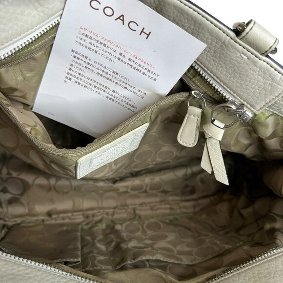 COACH Hampton Sand Beige Pebbled Leather Tassel Satchel Handbag 5031 - Picture 5 of 15